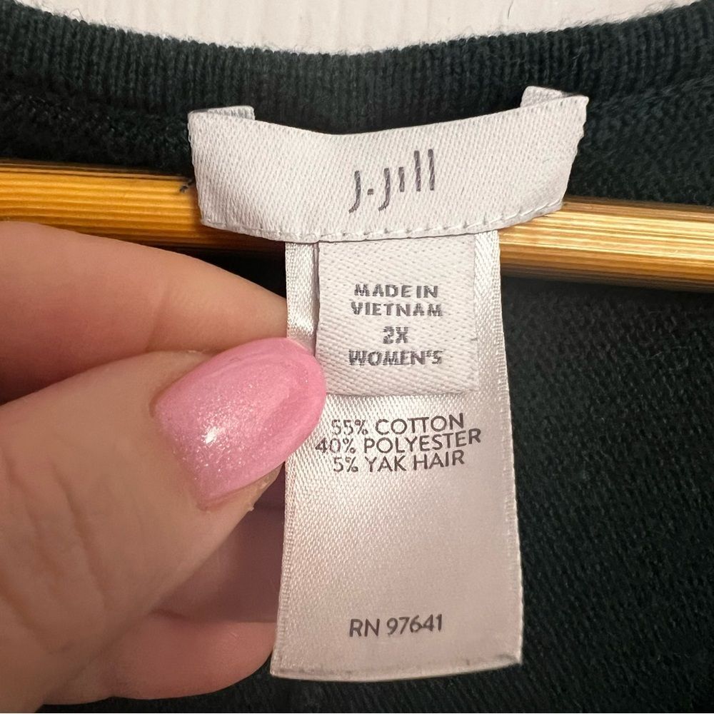 J JILL - 2X- Deep Emerald Green Dress Knit Dress. A-line, long sleeve. Modest. - Picture 9 of 12